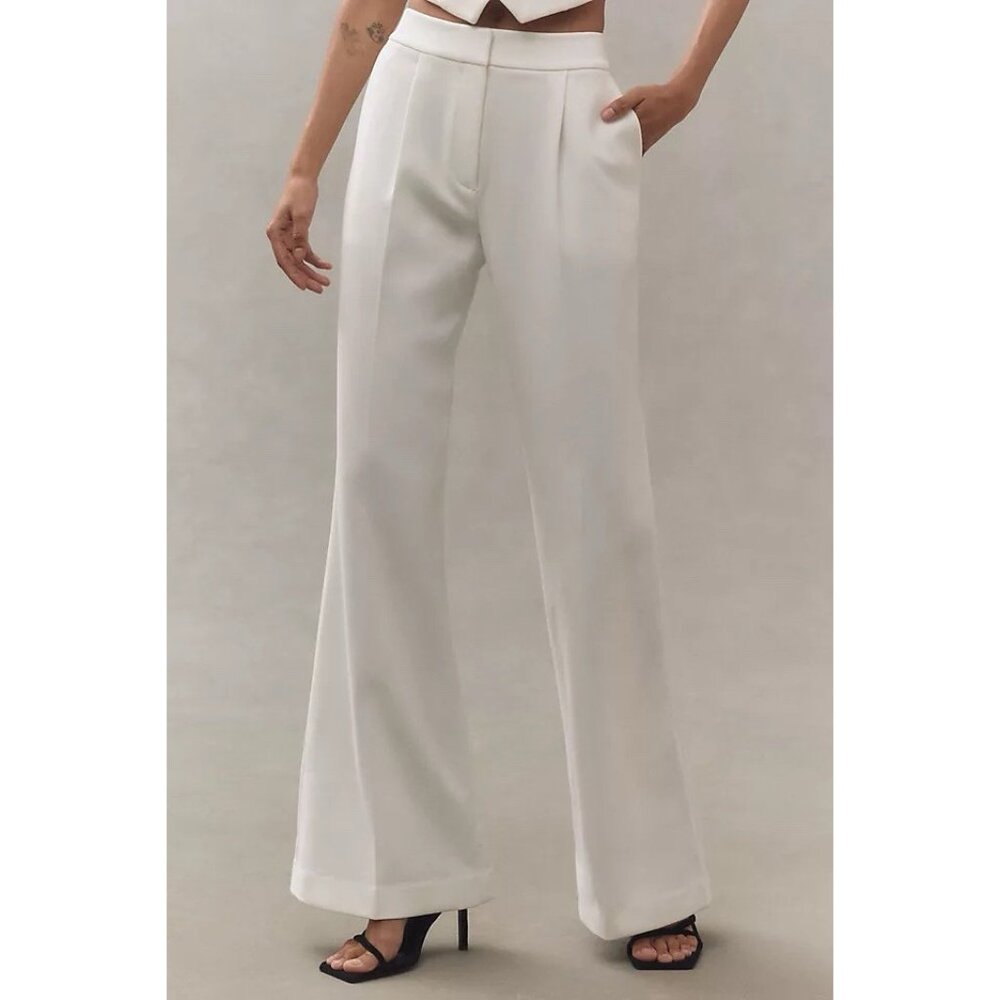 SANS FAFF Pin Tuck Palazzo Pants White
